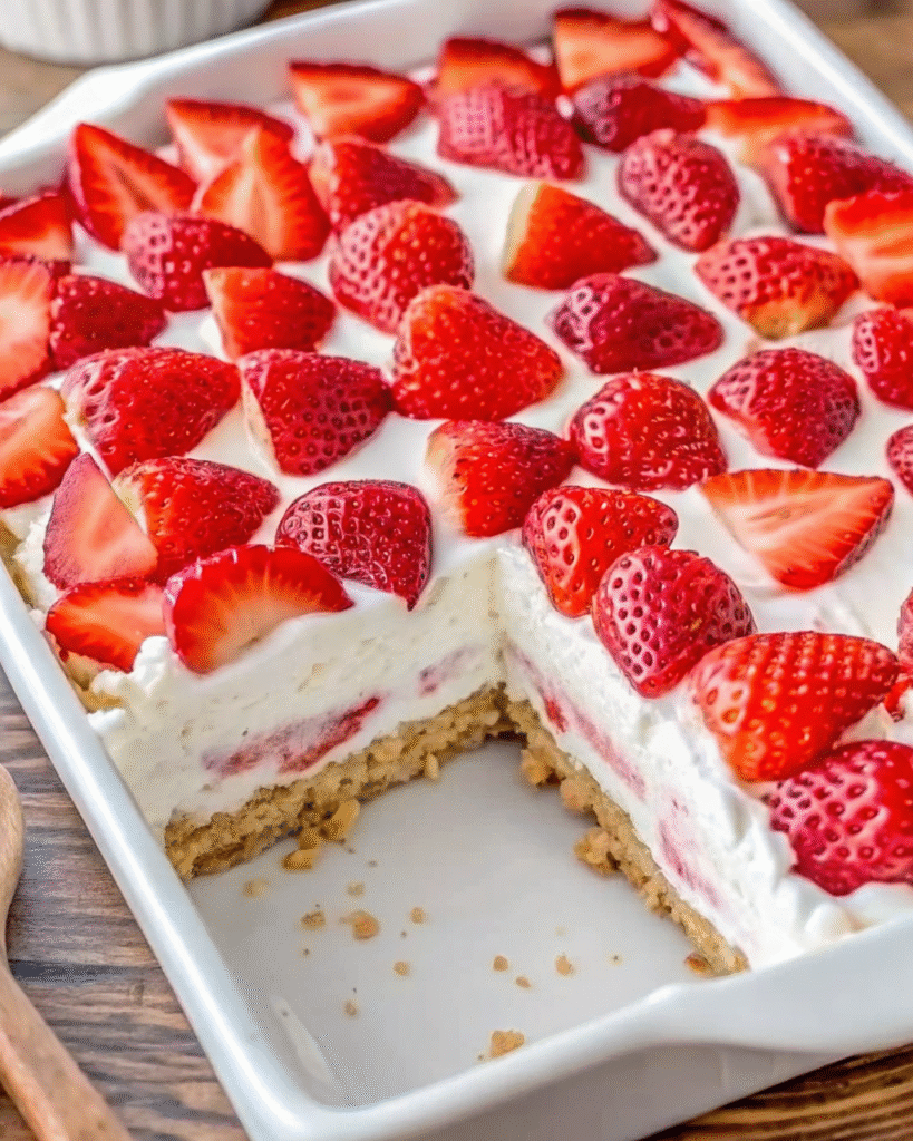 Layered-Strawberry-Icebox-Cake-with-Fresh-Sliced-Strawberries-and-Graham-Crackers-