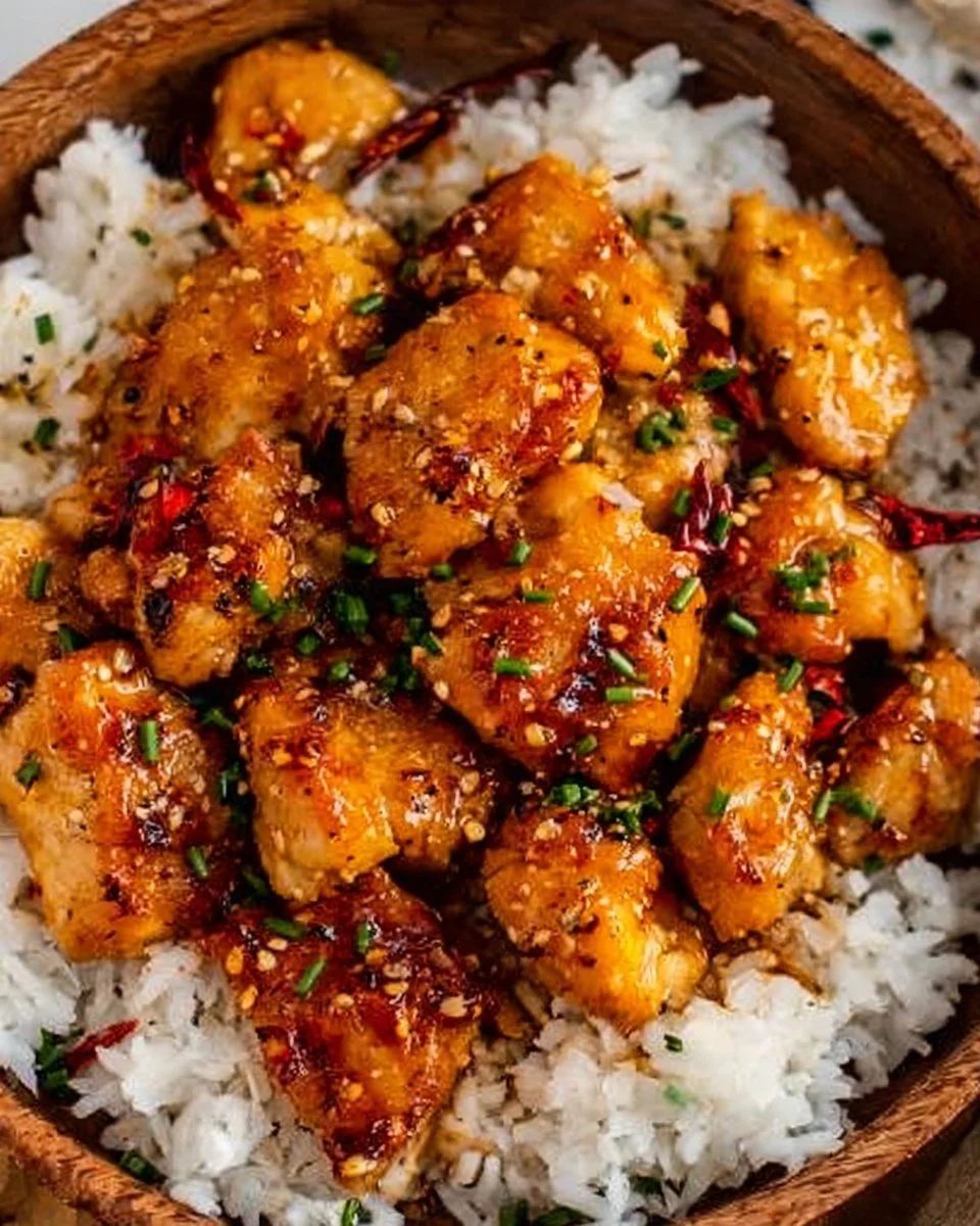 20 Minute Honey Garlic Chicken Bites served with vegetables
