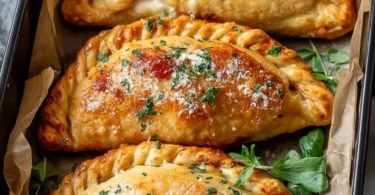 Homemade Air Fryer calzones filled with cheese and pepperoni
