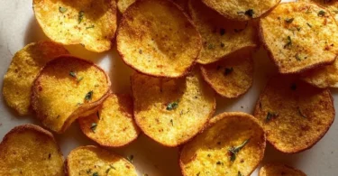 Baked chickpea chips served in a bowl, perfect for healthy snacking.