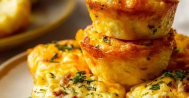 Cheesy Muffin Tin Cottage Cheese Egg Bites garnished and ready to eat