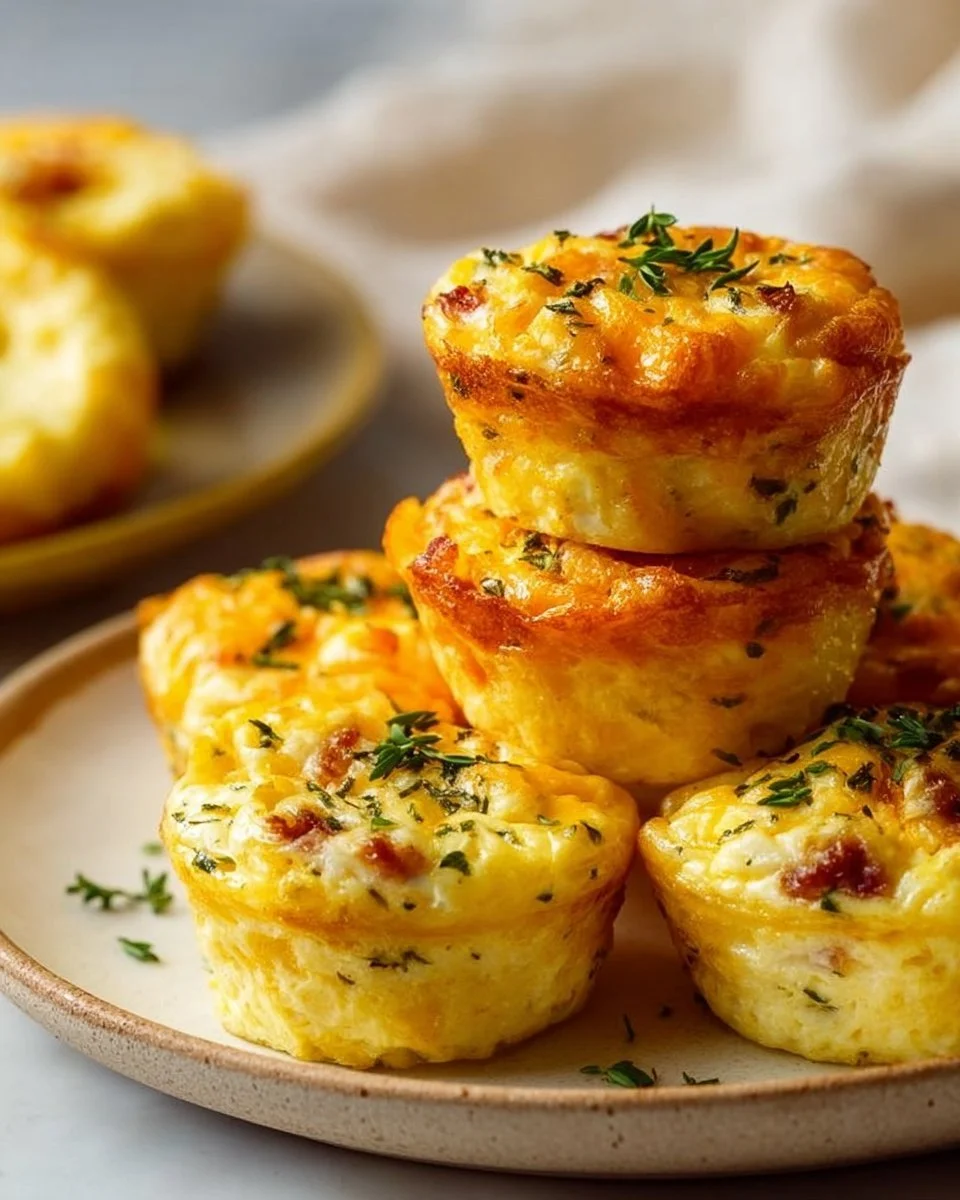 Cheesy Muffin Tin Cottage Cheese Egg Bites garnished and ready to eat