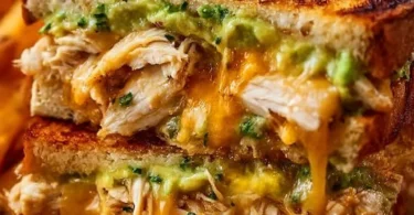 Delicious Chicken Avocado Melt Sandwich with chicken, avocado, and melted cheese