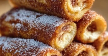 Cinnamon roll French toast roll-ups served with syrup and berries