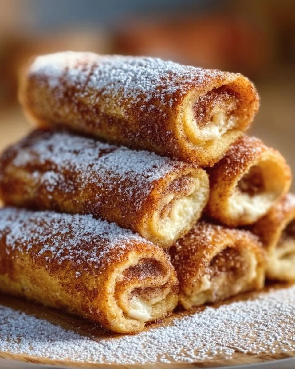 Cinnamon roll French toast roll-ups served with syrup and berries