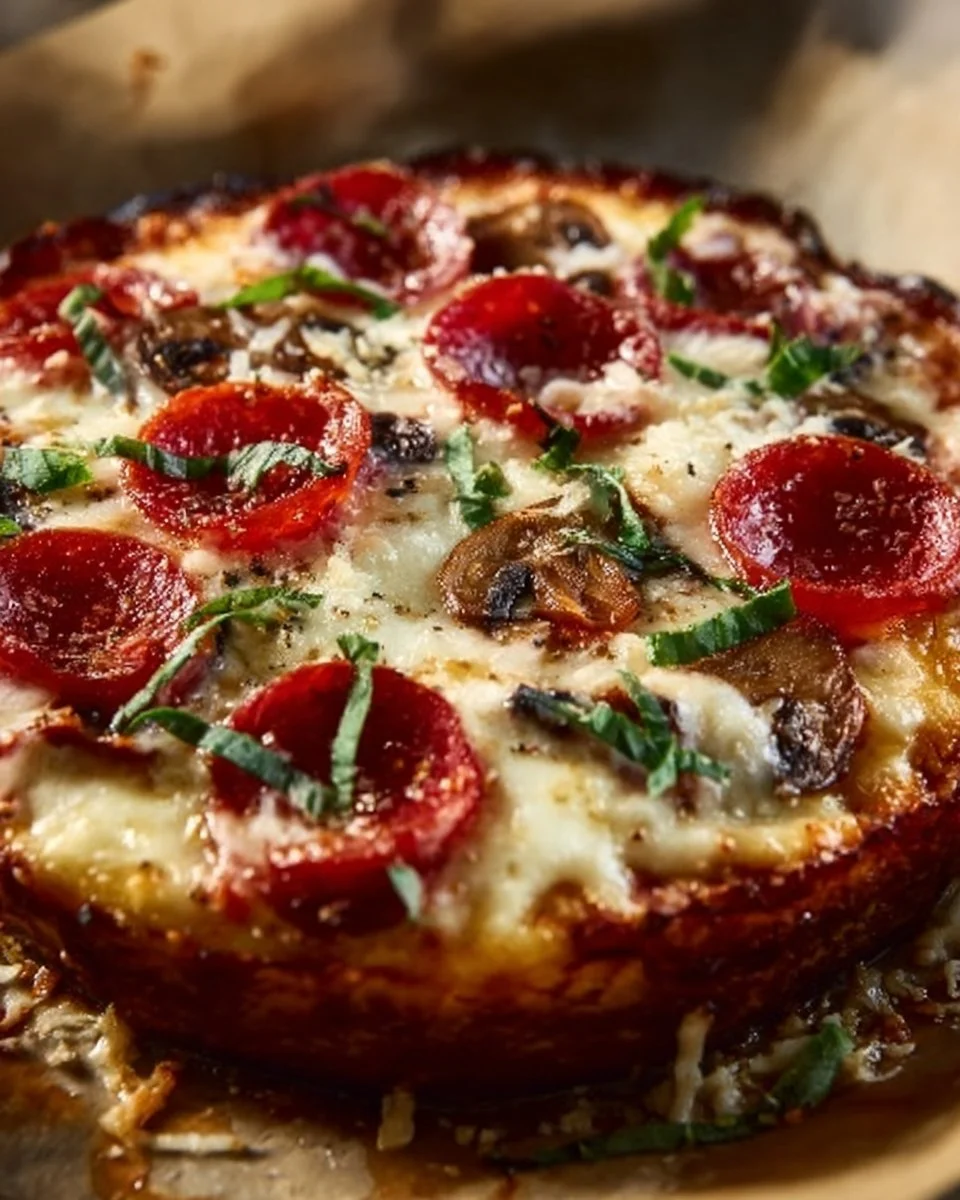 Delicious Cottage Cheese Pizza Bowl topped with fresh ingredients