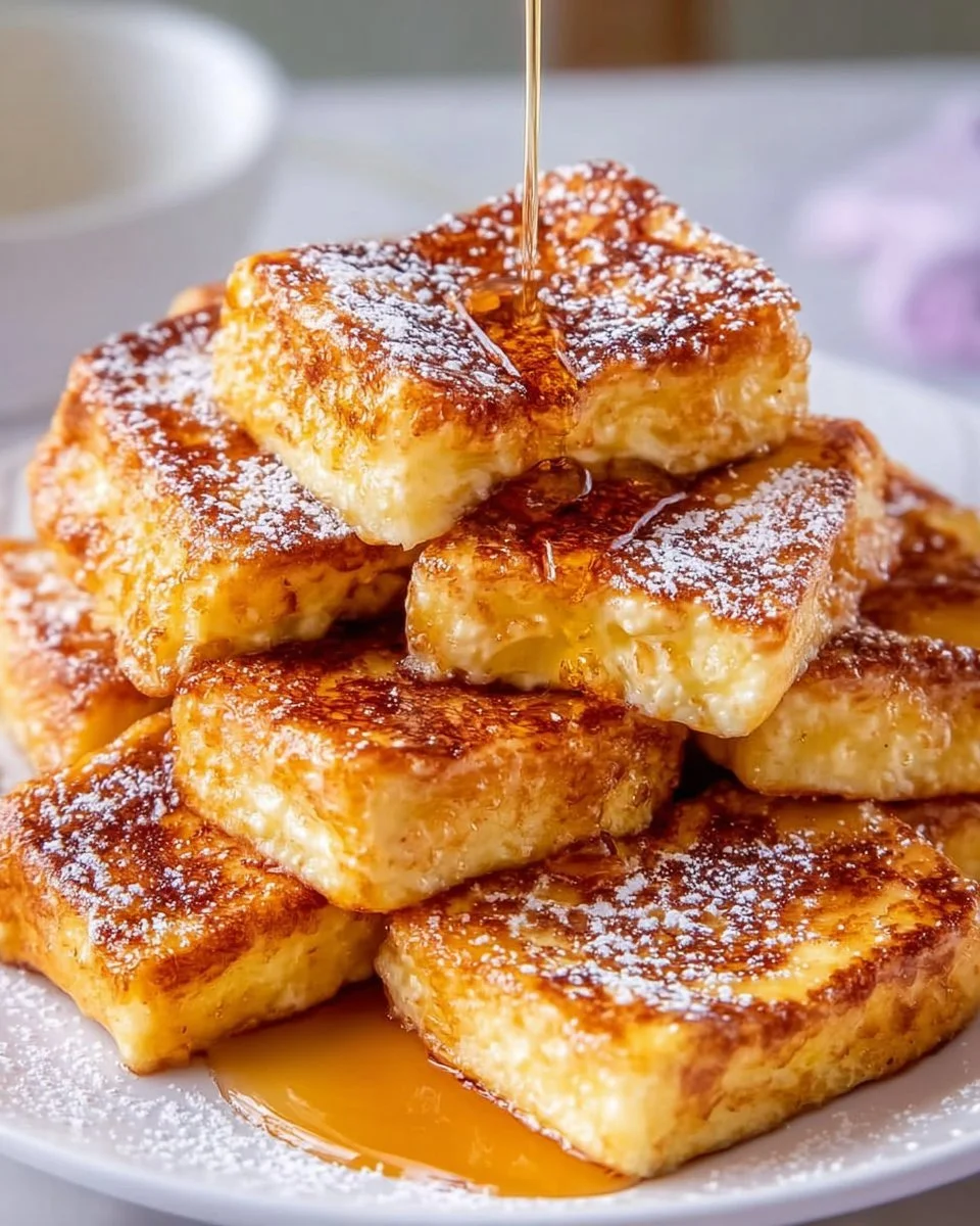 Delicious easy Hawaiian Roll French Toast served with syrup and berries