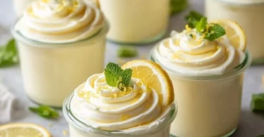 Delicious and creamy easy lemon mousse served in a dessert bowl