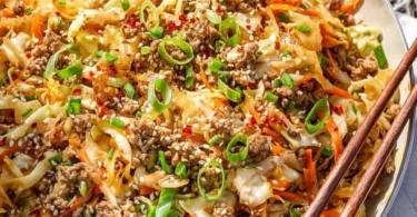 Delicious Egg Roll in a Bowl recipe with vegetables and protein.