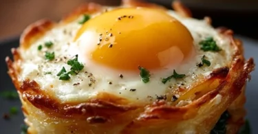 Delicious Eggs Napoleon dish garnished and ready to serve