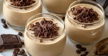 Delicious Espresso Panna Cotta dessert topped with coffee beans