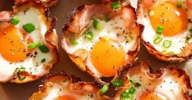 Delicious ham and cheese egg cups served on a plate