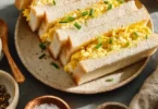 Delicious Japanese Tamago Sando egg sandwich with creamy egg filling