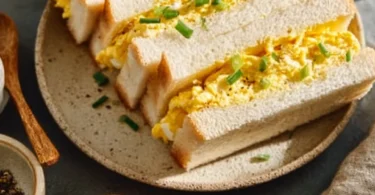 Delicious Japanese Tamago Sando egg sandwich with creamy egg filling