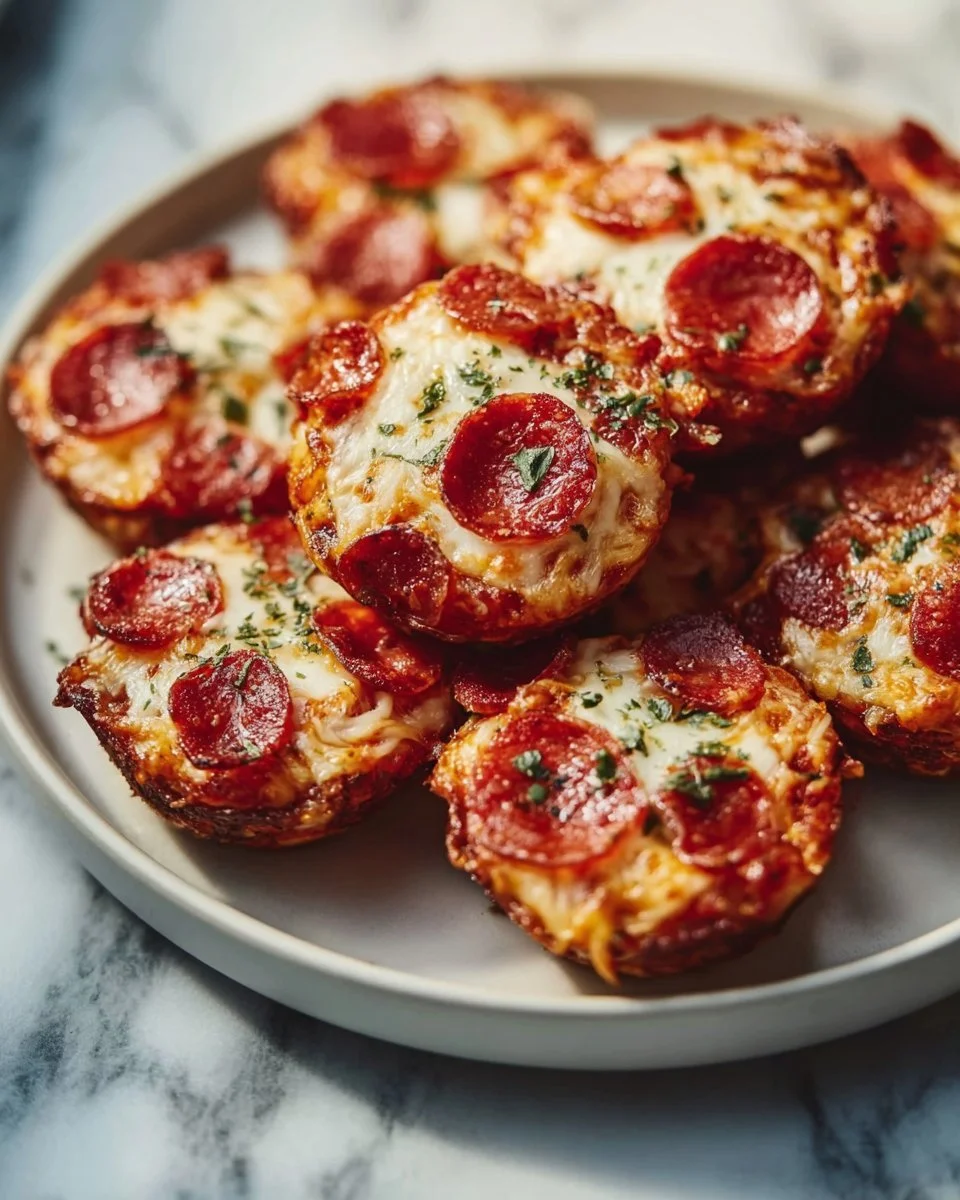 Delicious Keto Pepperoni Pizza Bites on a plate, perfect low-carb snack.