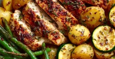 Lemon garlic chicken dish, perfect for meal prep with vibrant flavors.