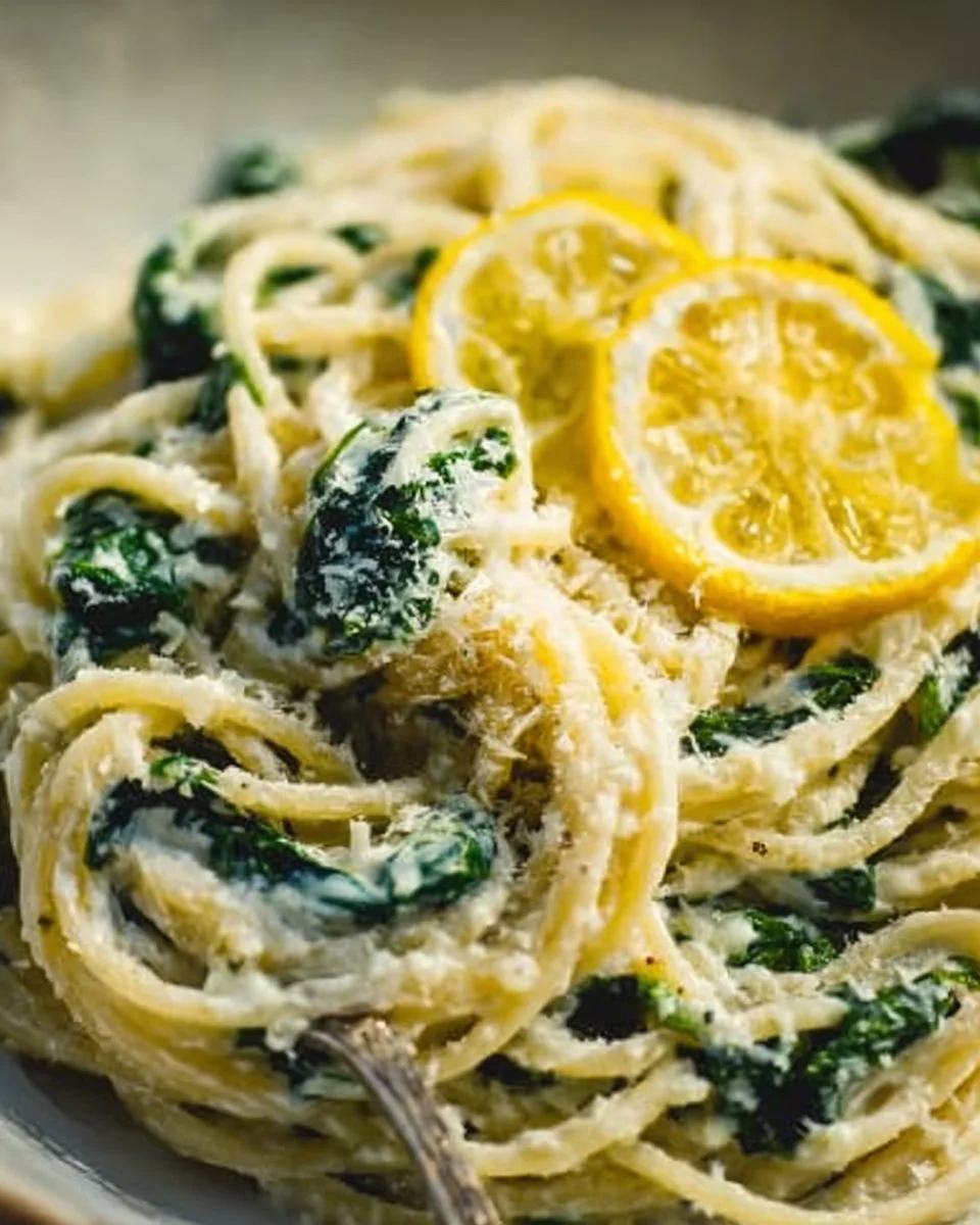 A bowl of Lemon Ricotta Pasta with fresh spinach and lemon zest