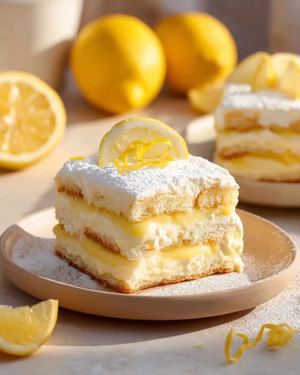 Delicious Lemon Tiramisu dessert with creamy layers and citrusy flavors