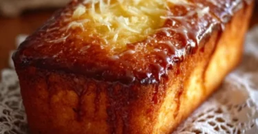 Moist lemon yogurt cake topped with a lemon glaze