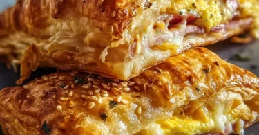 Savory breakfast pop-tarts filled with cheese and herbs on a plate.