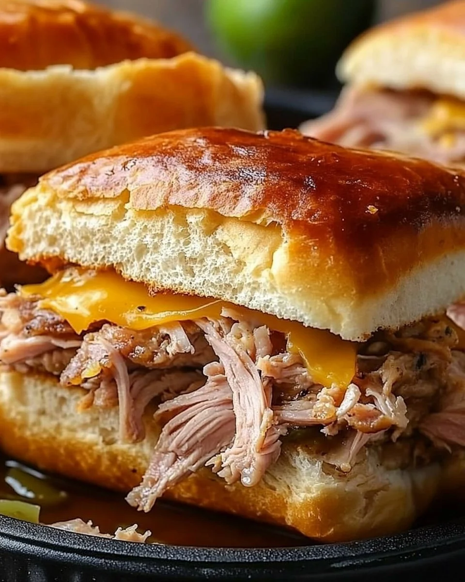 Mouthwatering Slow Cooker Cuban Sandwiches with pulled pork and cheese