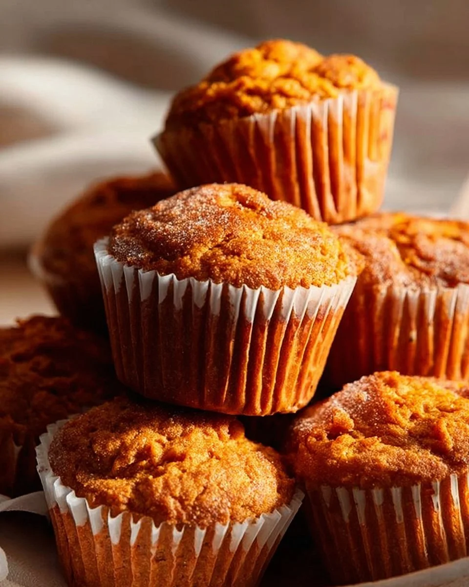 Freshly baked sweet potato muffins on a wooden table