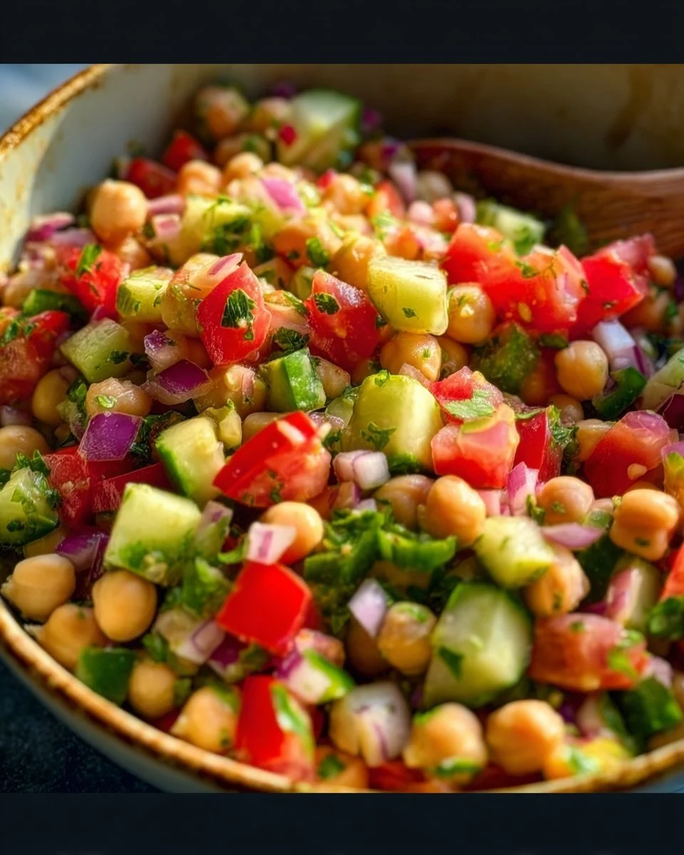 Delicious Vegan Ceviche Style Chickpeas in a bowl garnished with fresh herbs.