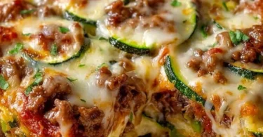 Delicious Zucchini Pizza Casserole served on a plate