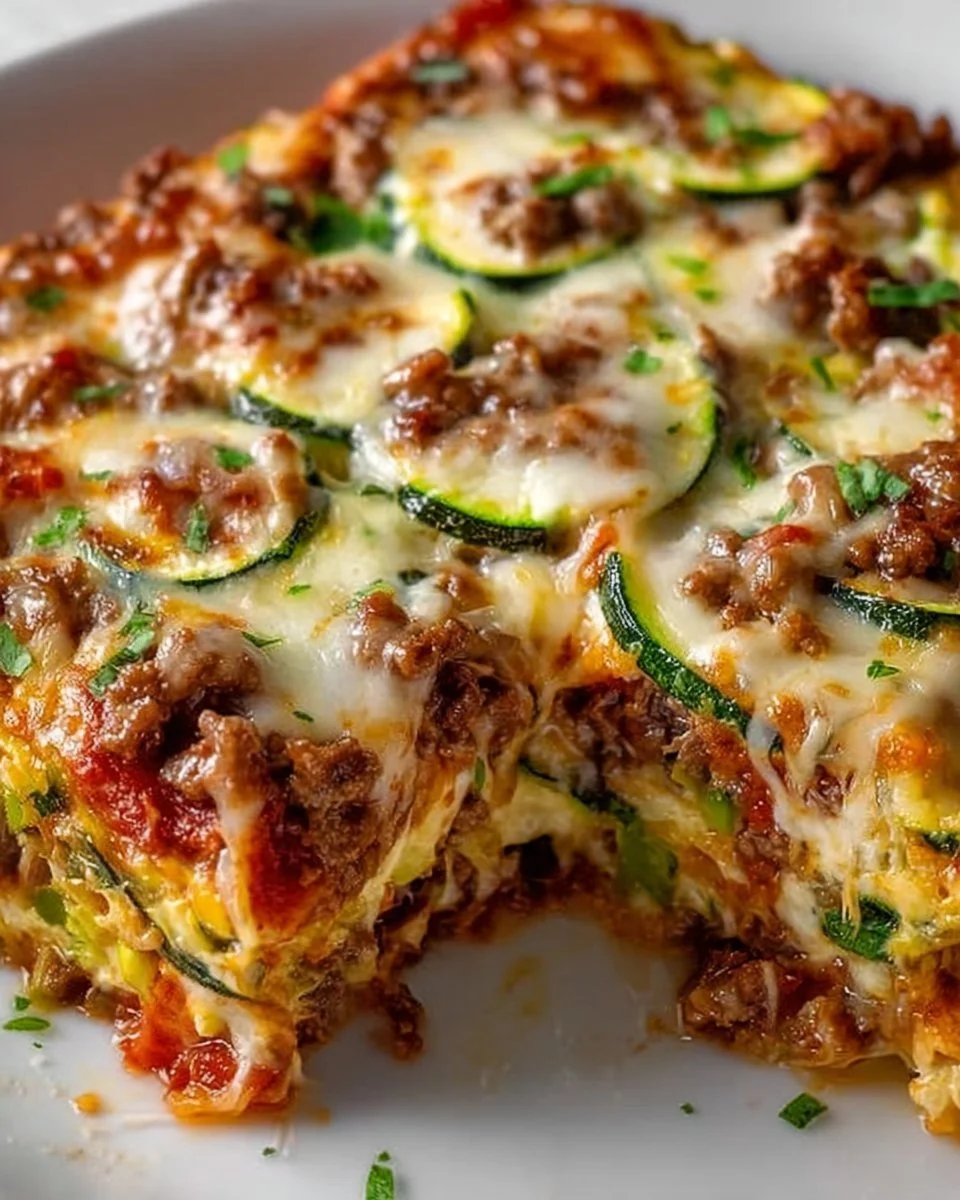 Delicious Zucchini Pizza Casserole served on a plate