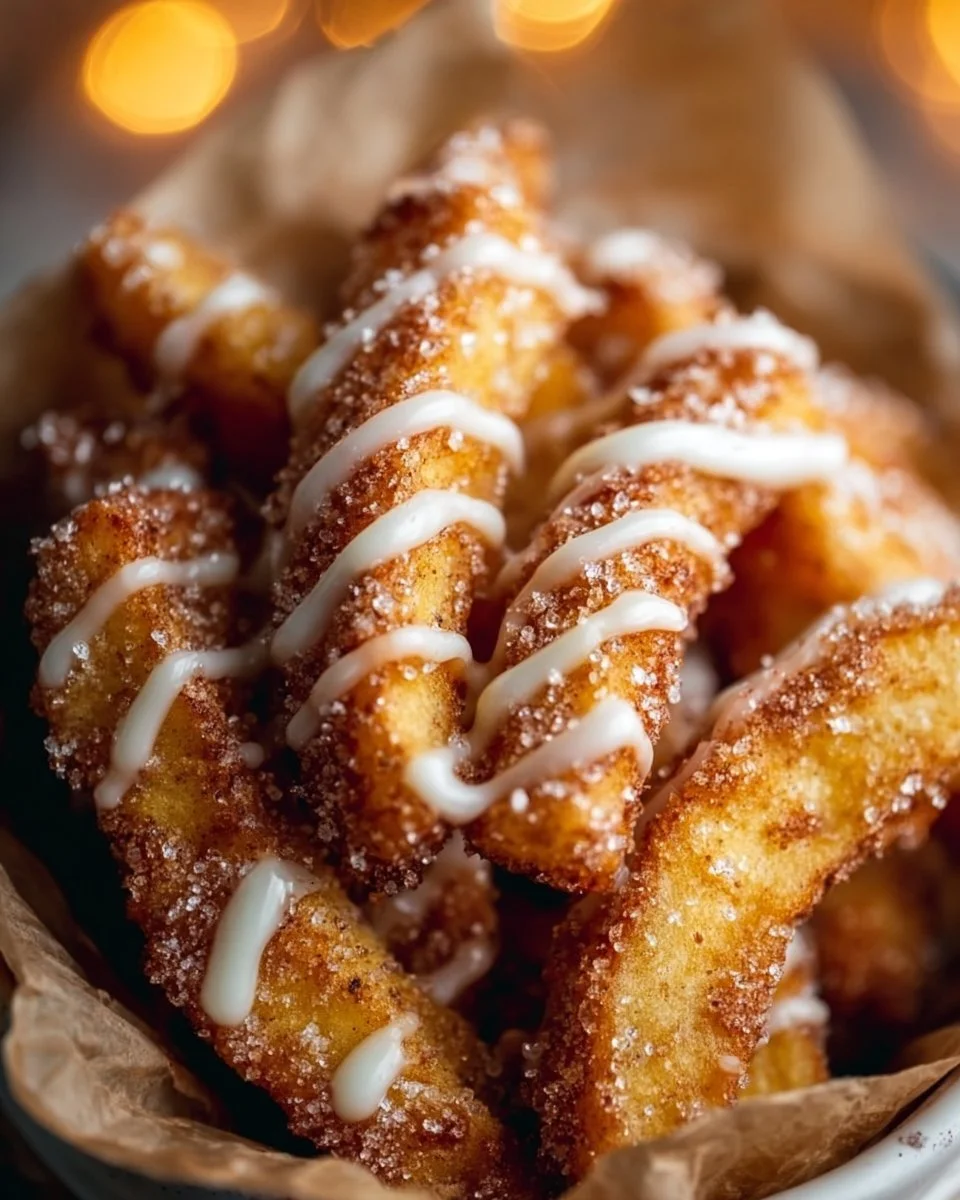 Crispy air fryer apple fries served with a caramel dipping sauce