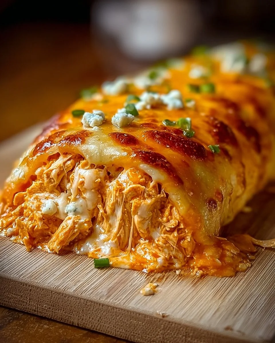 Delicious Buffalo Chicken Cheese Bake served in a baking dish.