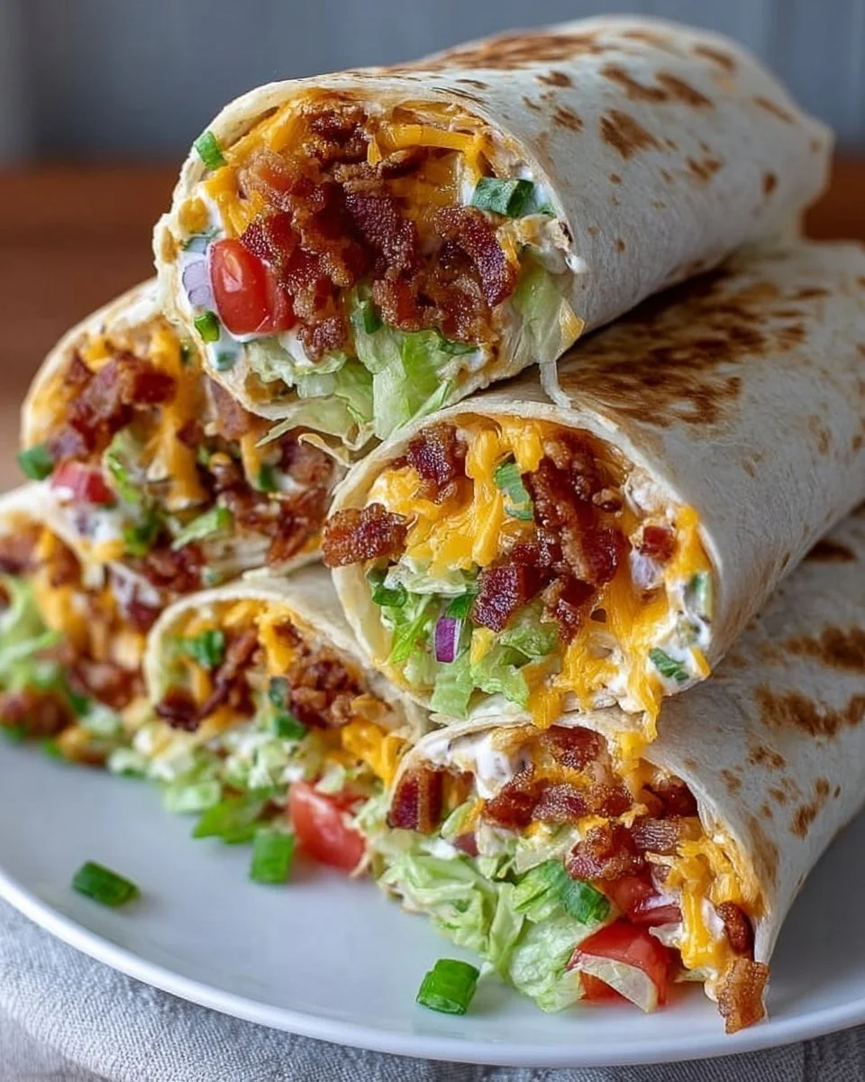 Delicious cheesy bacon ranch wraps filled with crispy bacon and creamy ranch dressing