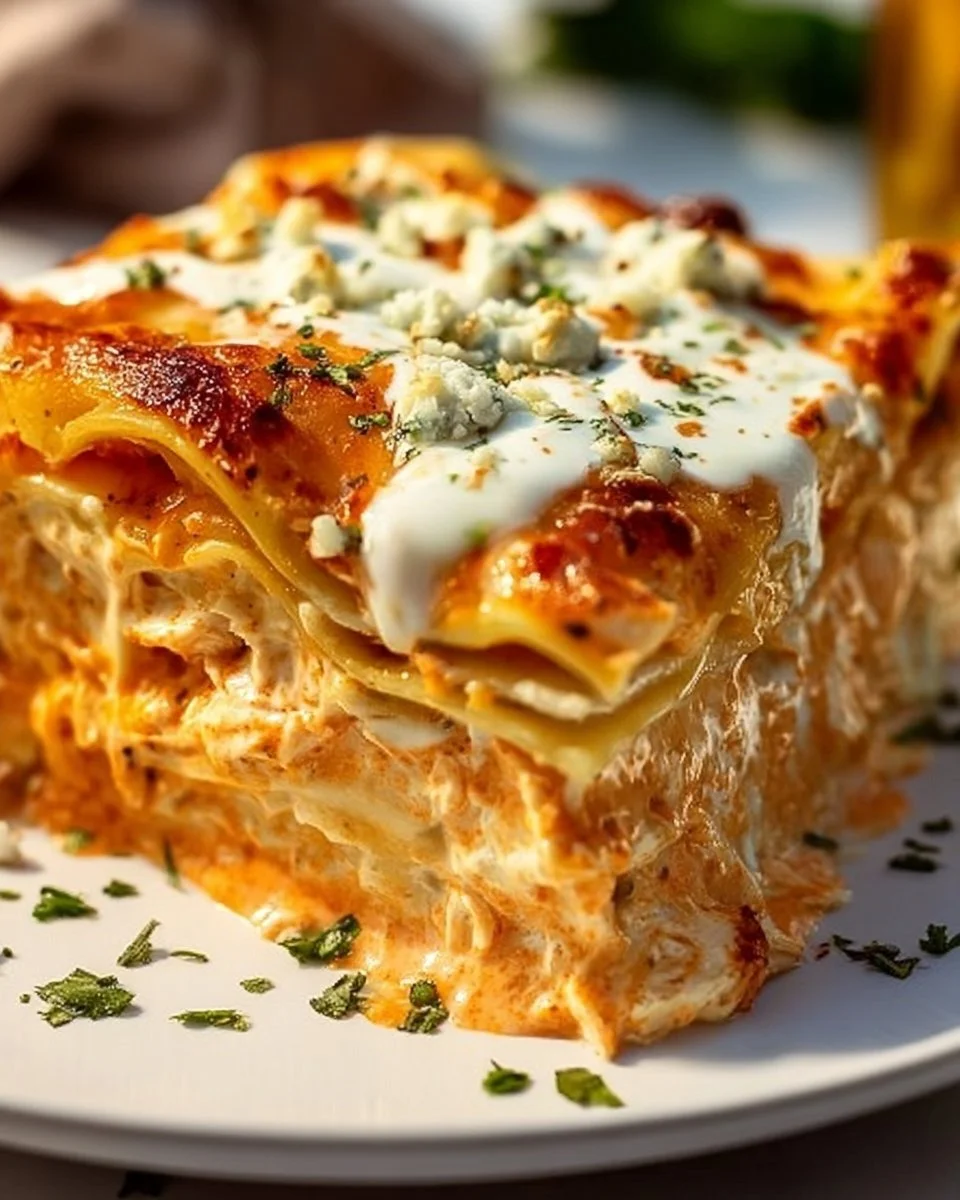 Cheesy Buffalo Ranch Chicken Lasagna