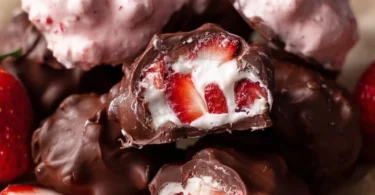 Chocolate Strawberry Yogurt Clusters ready to be enjoyed as a sweet snack.