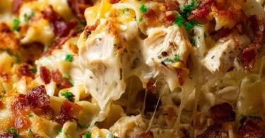 Delicious Crazy Good Casserole served in a baking dish, perfect for family meals.