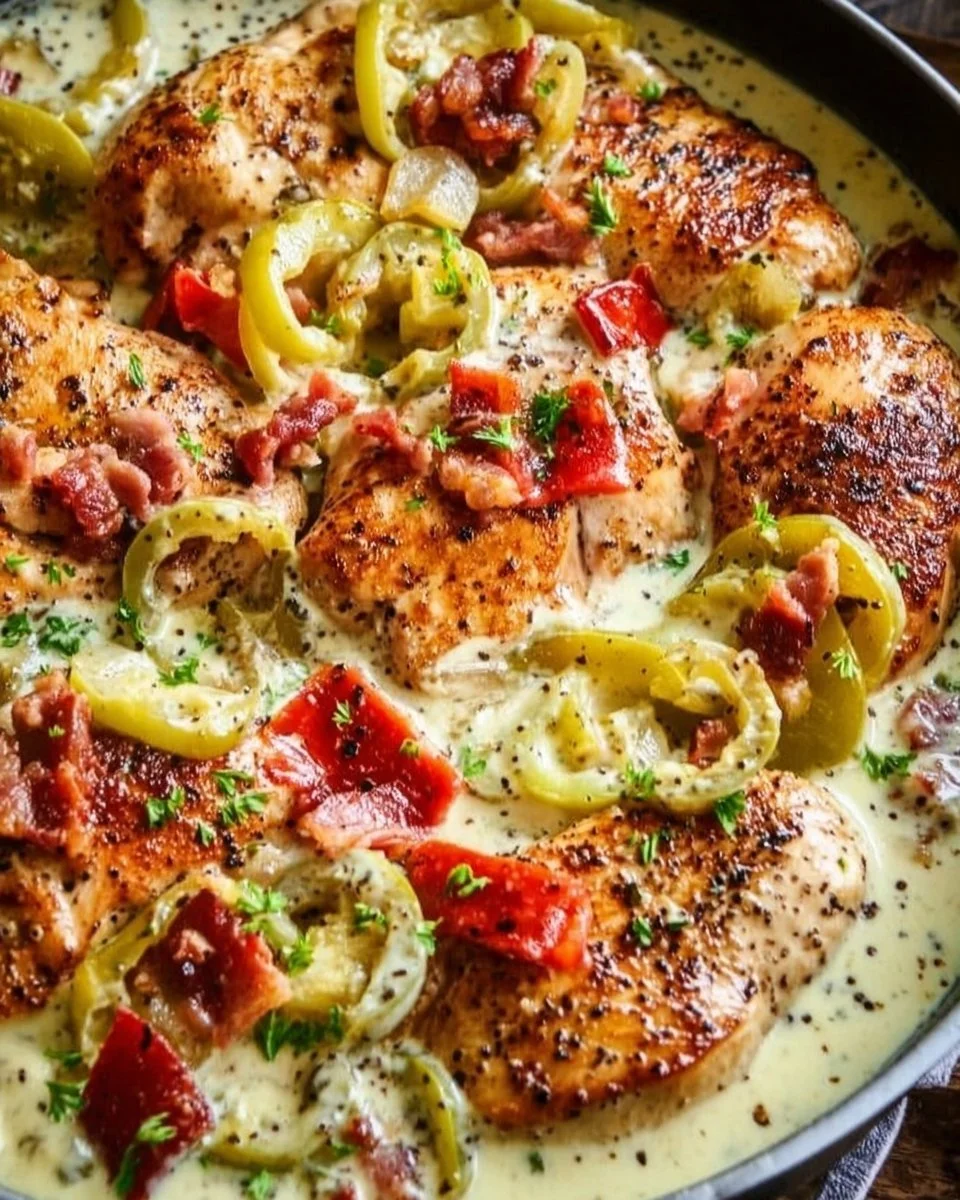 Creamy Banana Pepper Chicken Skillet