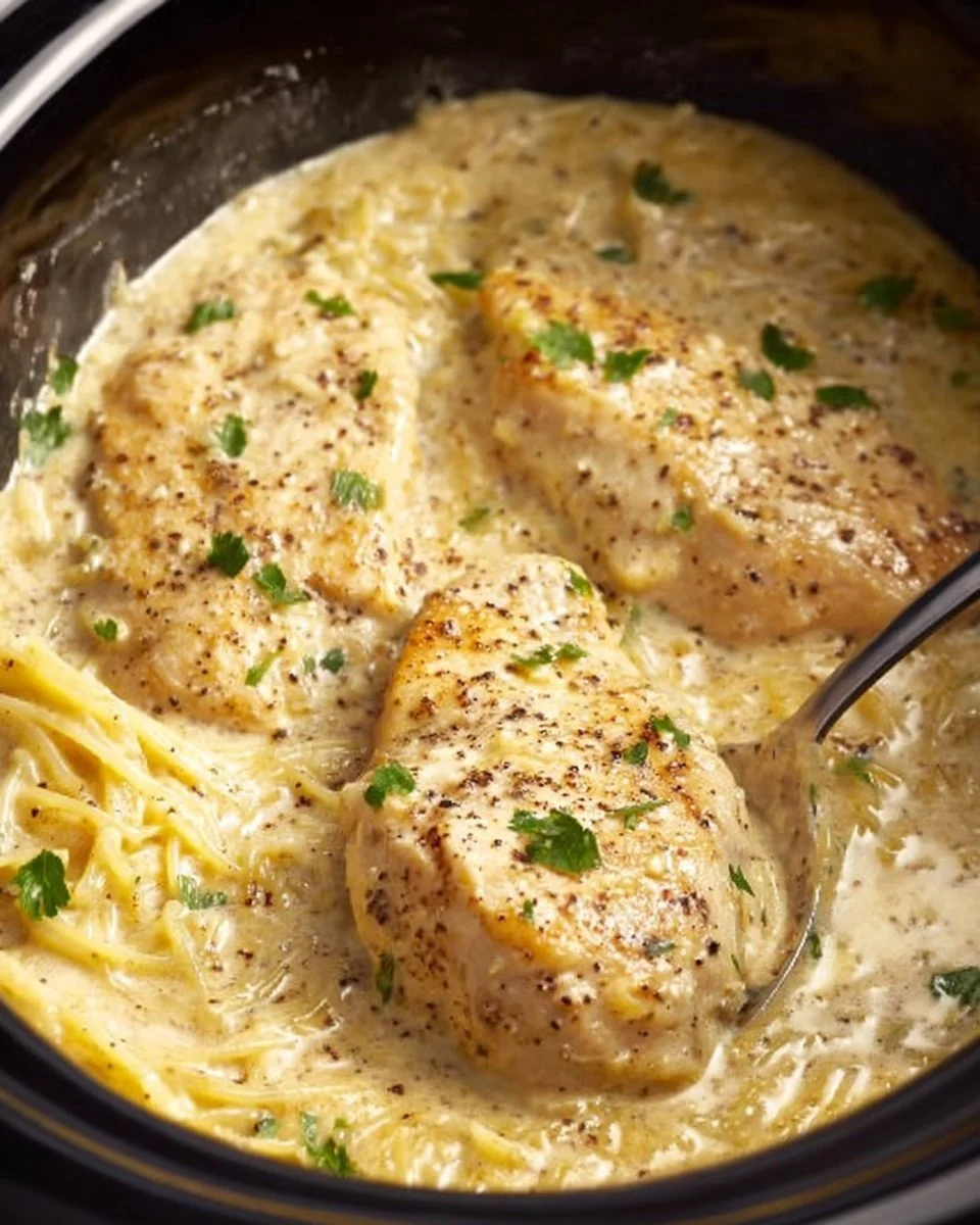 Crock Pot Angel Chicken dish served with a side of vegetables