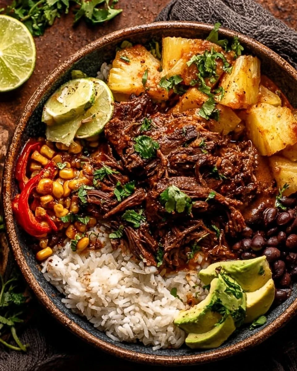 Crockpot Chipotle Pineapple Pot Roast Bowl