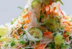 Fresh Vietnamese Noodle Salad with colorful vegetables and herbs