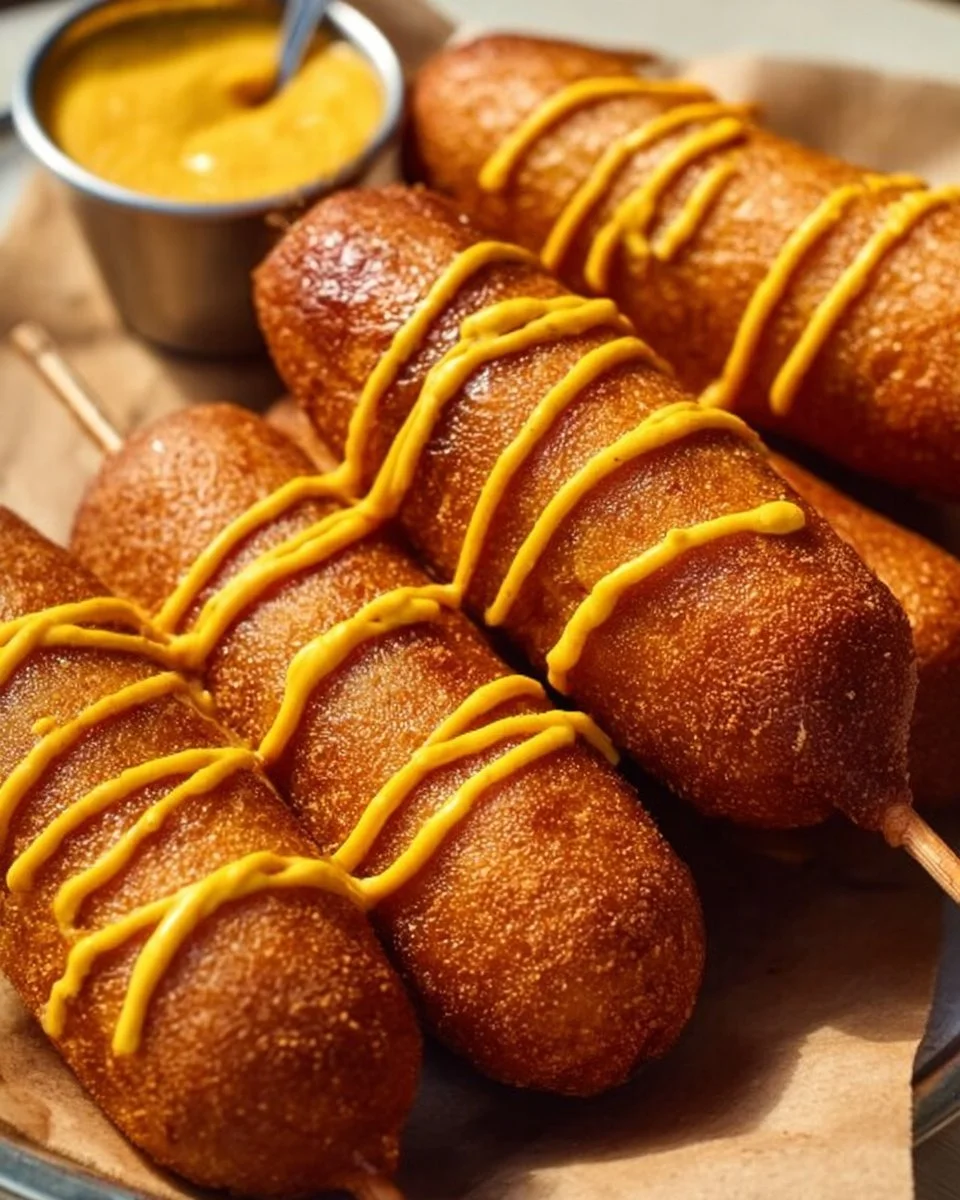 Delicious gluten-free corn dogs served on a plate with dipping sauce.