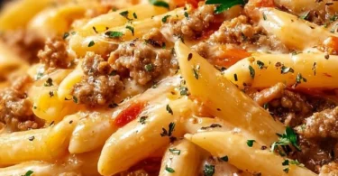 Gordon Ramsay's flavorful ground turkey pasta dish garnished with herbs