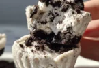 Healthy No-Bake Oreo Cheesecake Bites with crushed Oreos and cheesecake filling