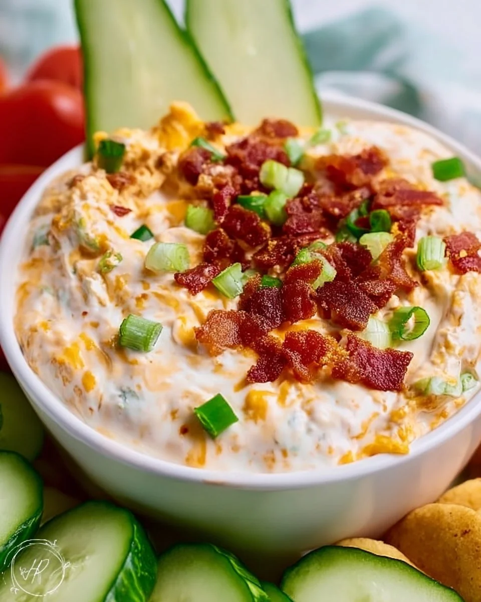 High protein crack dip served with fresh veggies and crackers