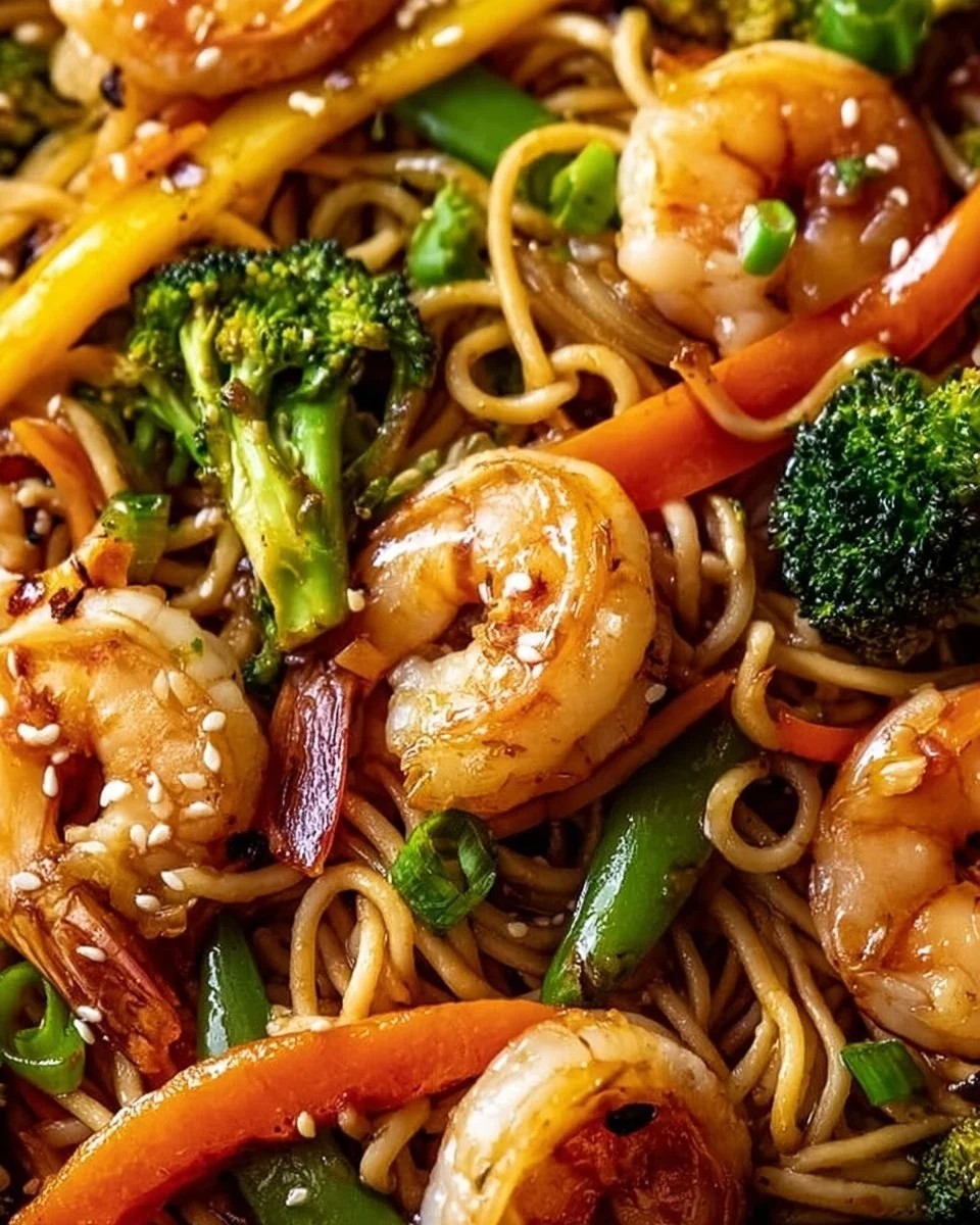 High-protein one-pan shrimp stir fry with colorful vegetables