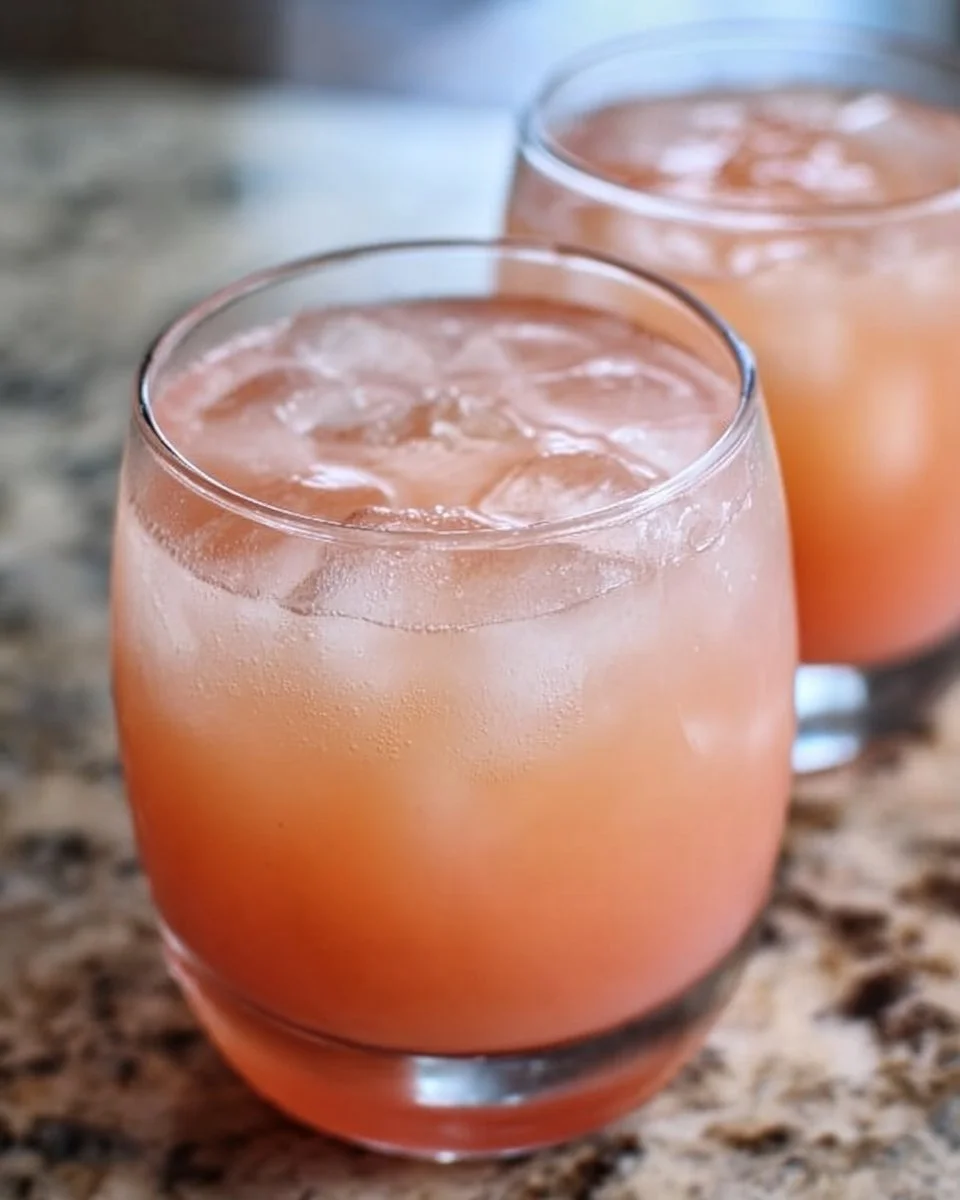 Refreshing iced guava white tea lemonade drink, perfect for summer.