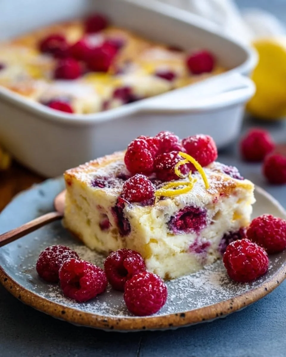 Lemon Raspberry Cottage Cheese Bake