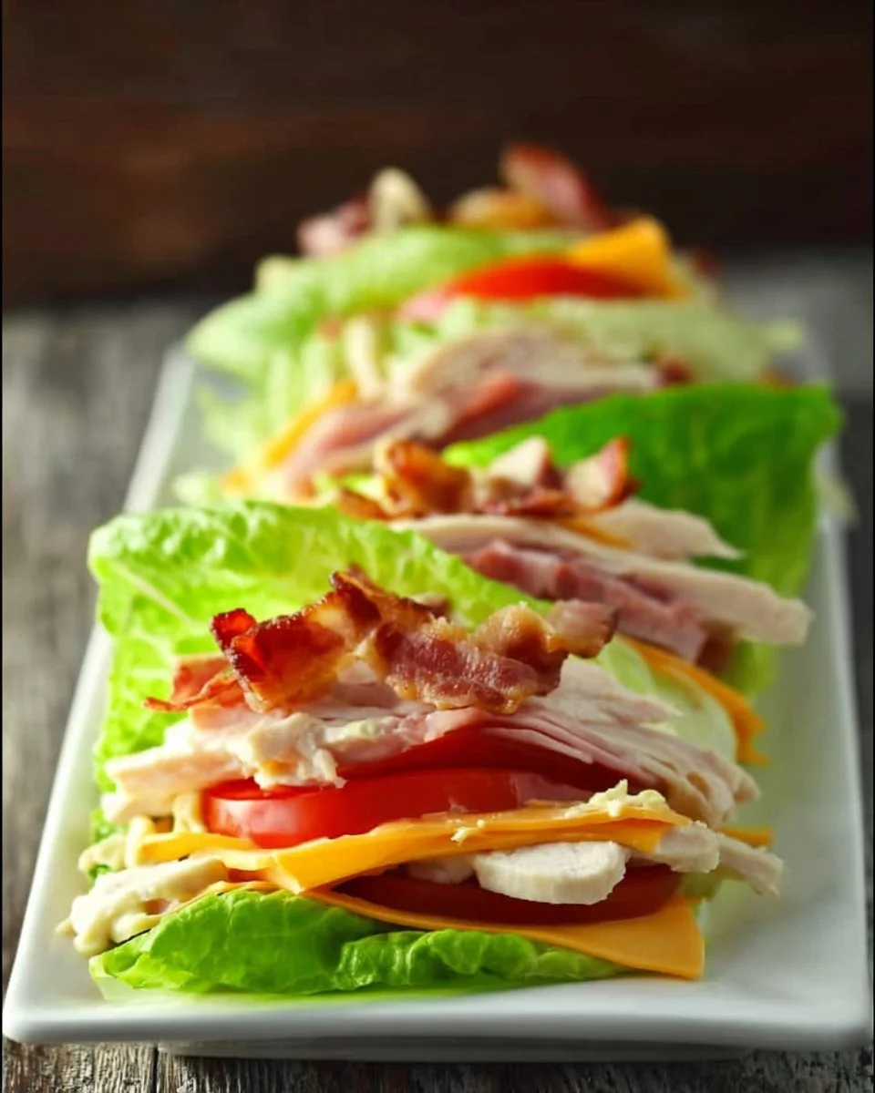 Low Carb Chicken Club Sandwich with crispy chicken, bacon, and fresh vegetables.