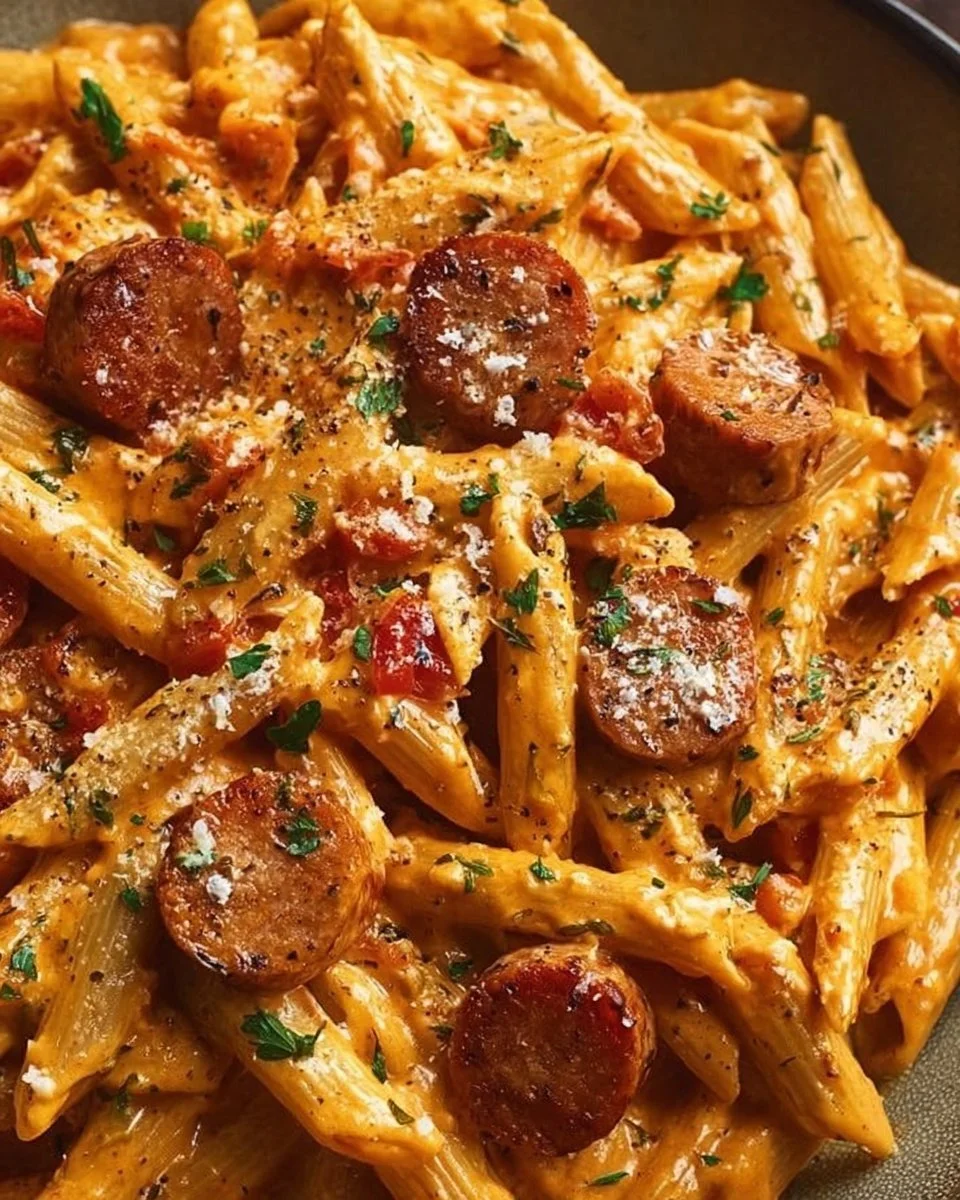 One-Pot Creamy Spicy Cajun Sausage Pasta