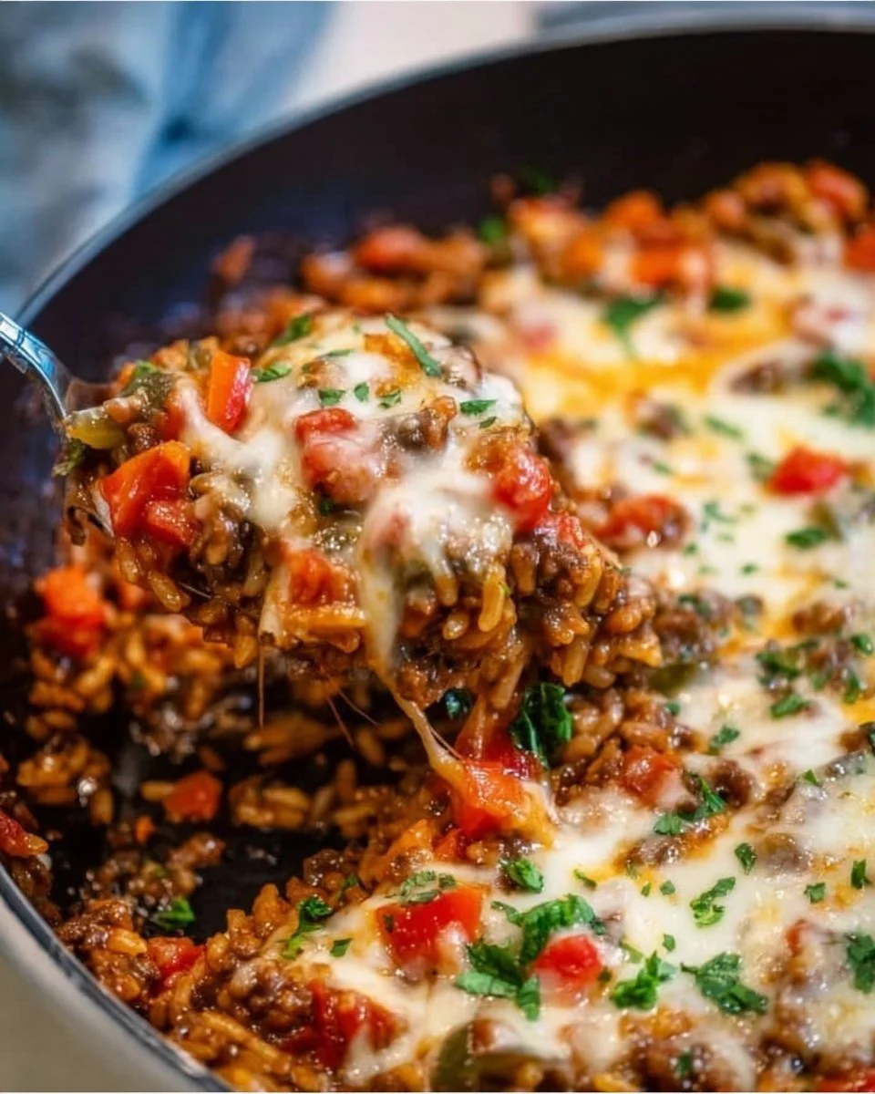 Delicious Pioneer Woman stuffed pepper casserole served in a bowl.