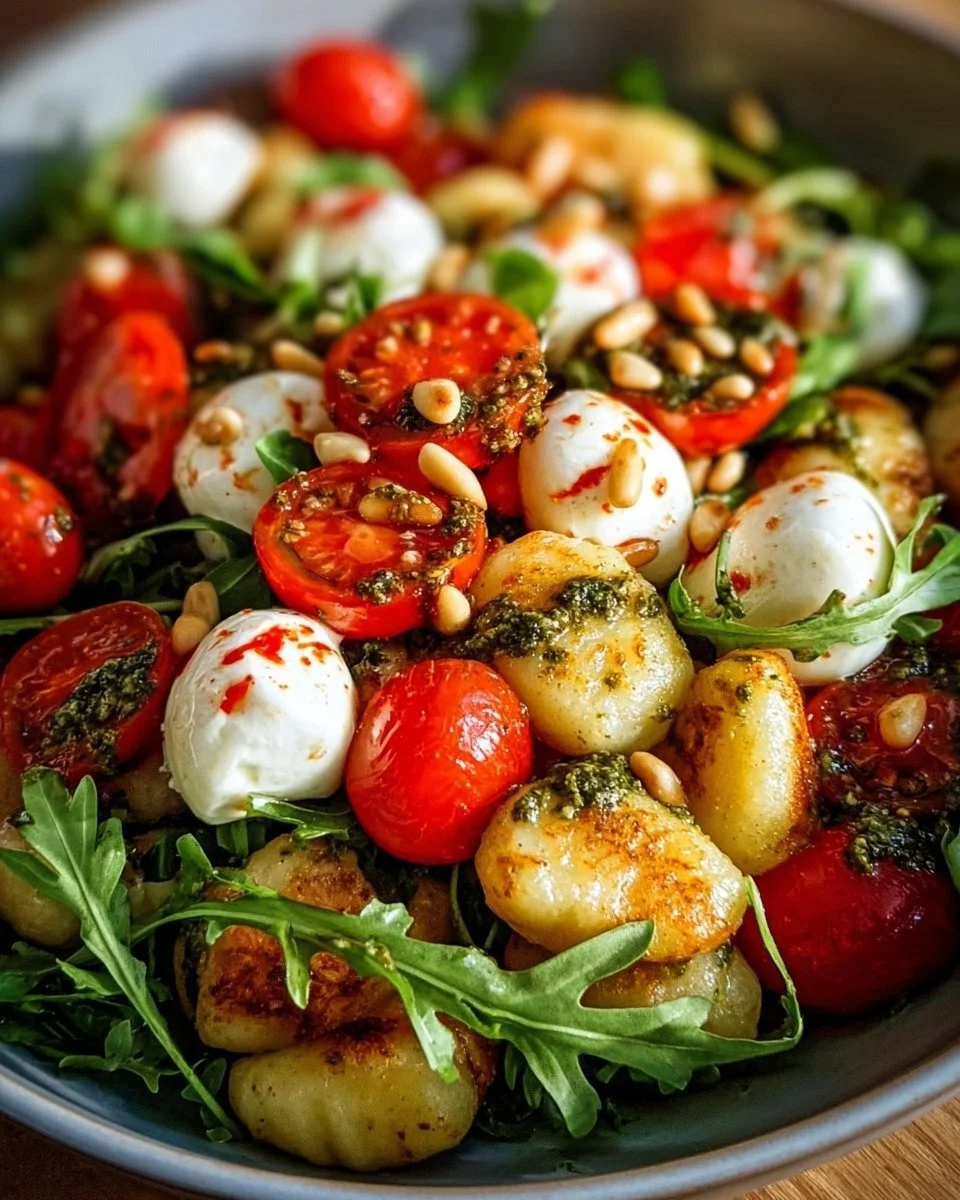 Roasted Gnocchi Salad with Basil Pesto